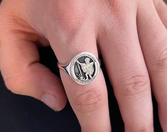 Saint Christopher Ring, Christian Saints Signet Ring Women