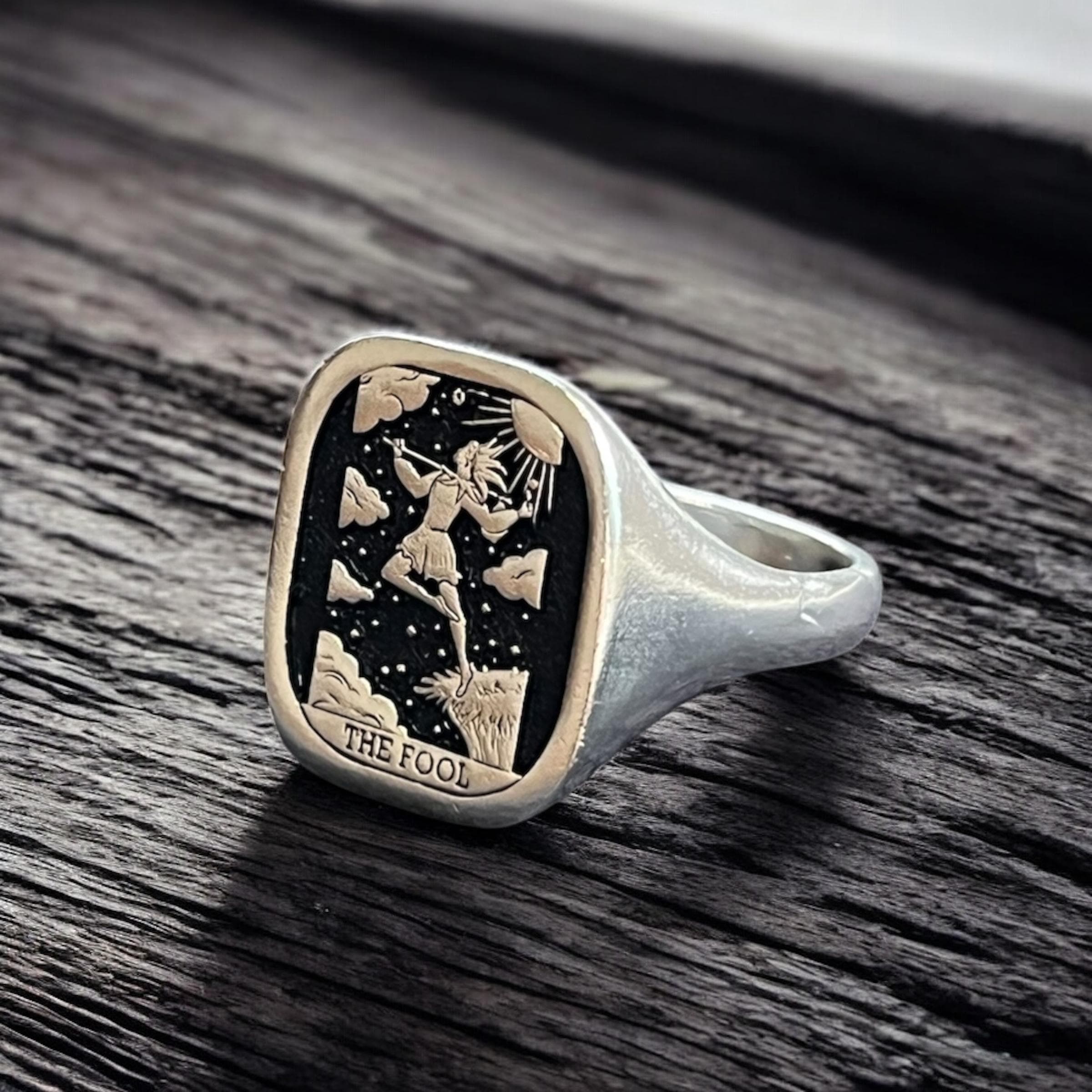 The Fool Ring, Tarot Card Signet Ring Women, Tarot Lover Pinky Ring Man ...