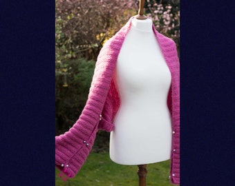 Carmena Hand-Knitted Pink Shawl with Sleeves