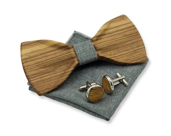 Real Wood Cufflinks /& Solid Zebra Wood Gift Box with free personalisation