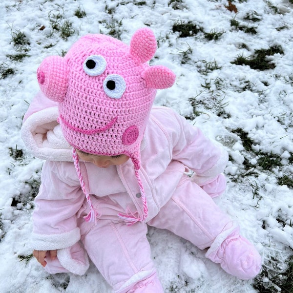 Peppa Pig Hat Crochet - Hat kids - Hat toddler