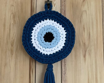 Crochet evil eye amulet - Greek decoration - Home gift - Gifts for her - New home gift