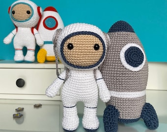 Crochet Astronaut and Rocket Amigurumi: Handmade Cotton Toy