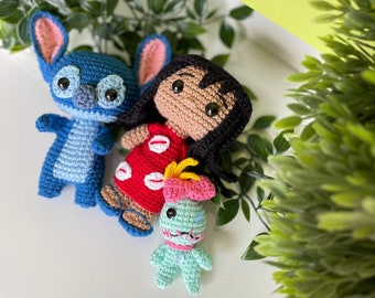Gehäkelte Amigurumi Lilo & Stitch und Xepa - Handgemachtes Baumwoll Spielzeug