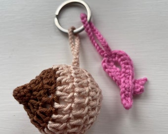 Keychain Crochet Boob - pink October - bag charm - Keyring - boobie keychain