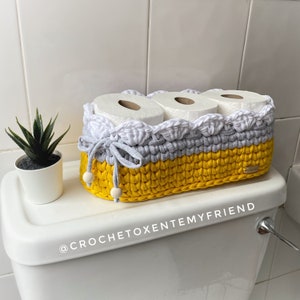 Crochet Toilet Paper Basket Basket Organizer Storage Basket Bathroom decor new home gift image 1