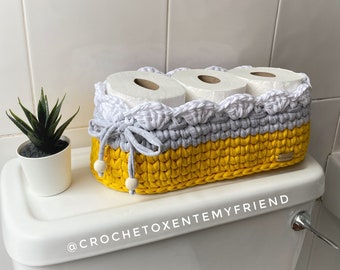 Crochet Toilet Paper Basket - Basket Organizer - Storage Basket - Bathroom decor - new home gift