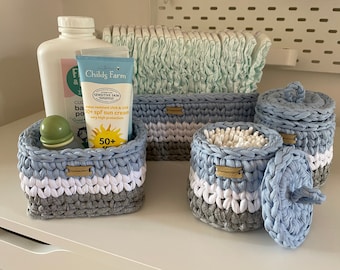 Set crochet storage baskets - Nursery Organisation Storage Basket - Nappy organisation - Baby Shower Gift - Gift for new mum