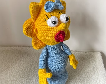 Gehäkeltes Maggie Simpson Amigurumi: Gehäkeltes Stofftier aus Baumwolle (~30 cm)