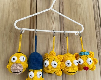 The Simpsons Crochet Keychain Amigurumi - The Simpsons portachiavi- amigurumi fatti a mano - cartone animato - accessorio borsa