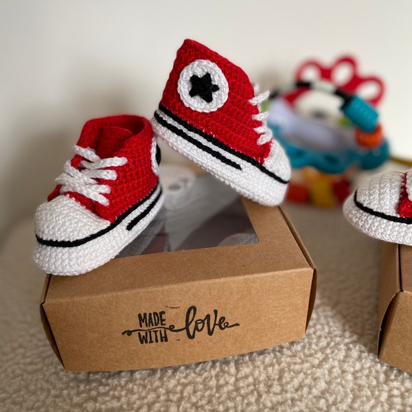 Crochet Converse All Star Baby Sneakers - baby gift