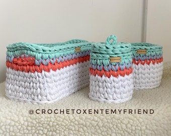 Set crochet storage baskets - Nursery Organisation Storage Basket - Nappy organisation - Baby Shower Gift - Gift for new mum