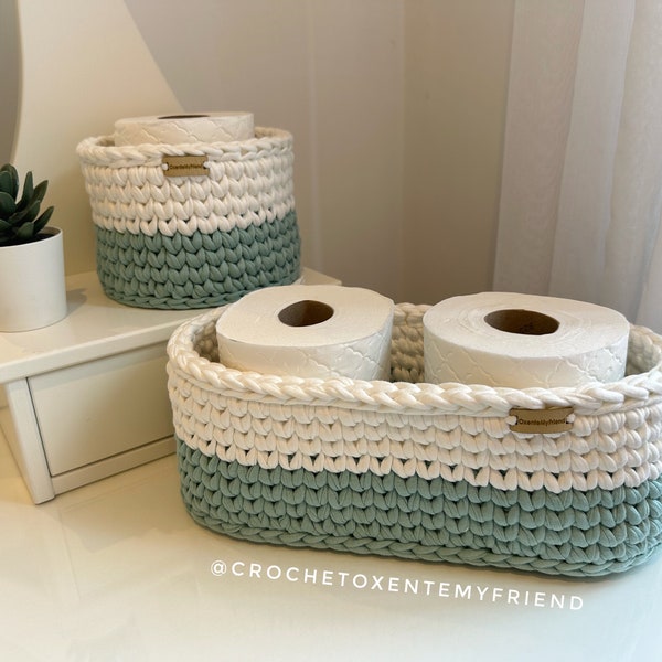 Crochet Toilet Paper Basket - Basket Organizer - Storage Basket - Bathroom decor - new home gift