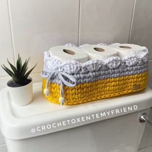 Crochet Toilet Paper Basket Basket Organizer Storage Basket Bathroom decor new home gift image 4