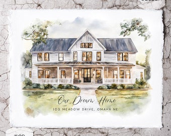 house portrait, house painting, housewarming gift, realtor gift, home painting, home portrait, custom painting, watercolor home painting