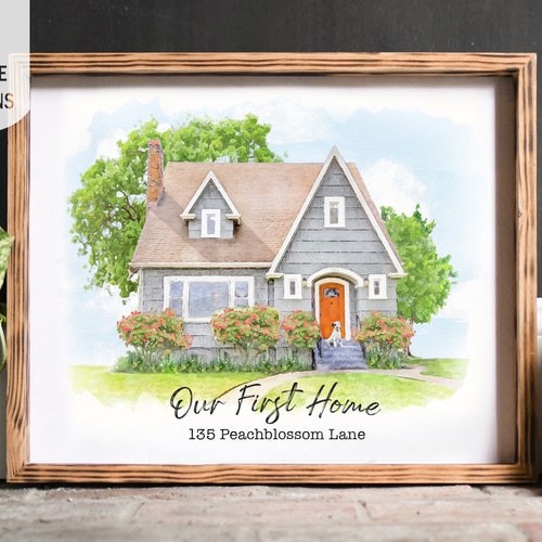 House Portrait House Painting Housewarming Gift Realtor Etsy