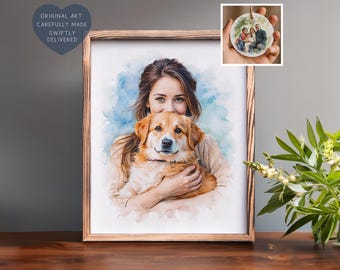 Custom Watercolor Portrait, Family, Pet, House