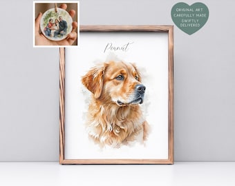 Custom Watercolor Pet Portrait, Dog Memorial Gift