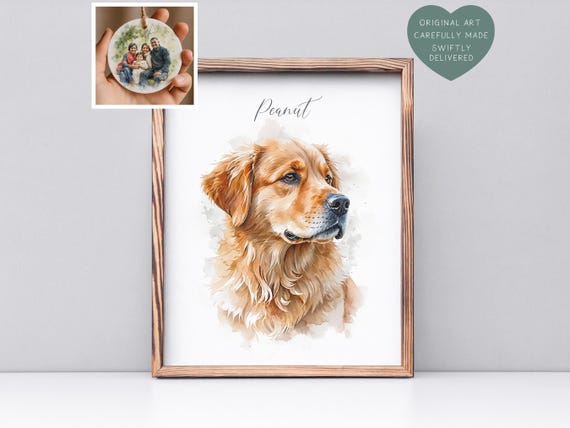 Custom Watercolor Pet Portrait, Dog Memorial Gift