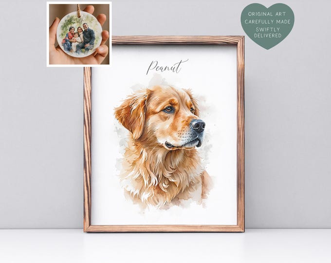 Custom Watercolor Pet Portrait, Dog Memorial Gift