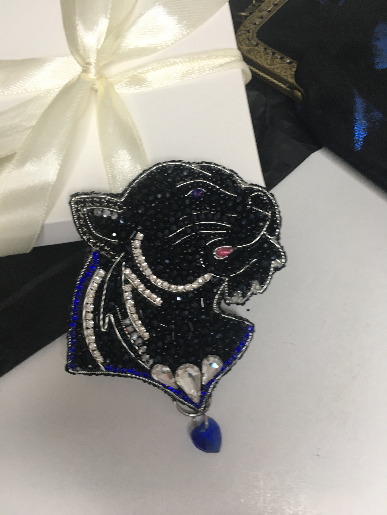 Embroidered Brooch Black Panther Brooch Pin. Etsy