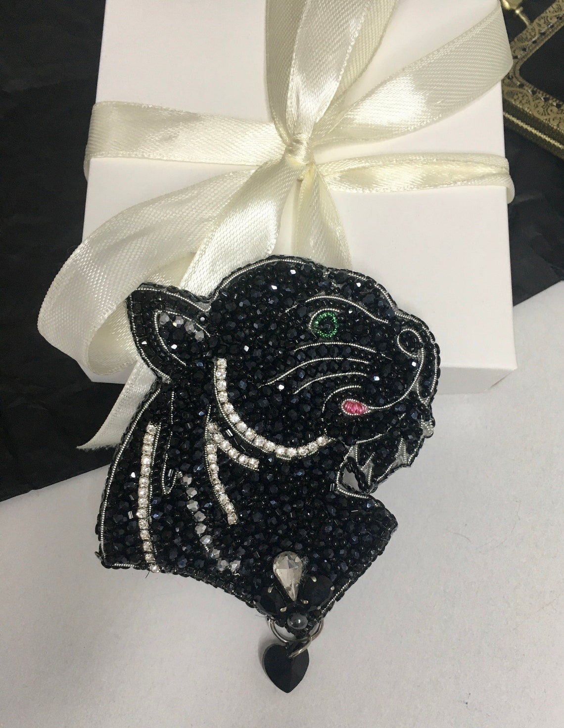 Embroidered Brooch Black Panther Brooch Pin. Etsy