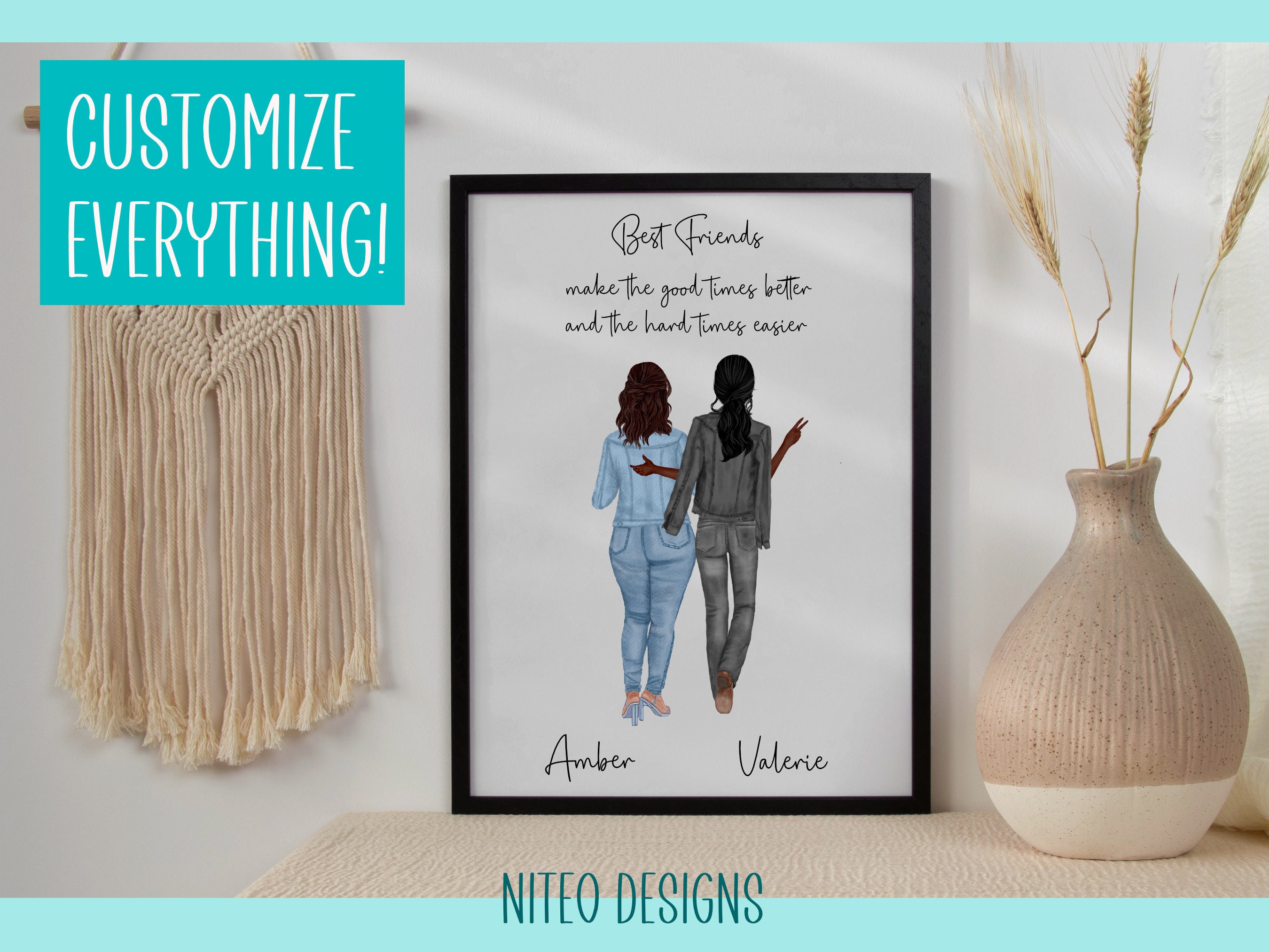 Customizable Wall Art for Best Friend Personalized Best | Etsy