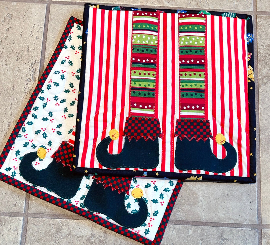 Elf Legs Jumbo Trivet | Potholder | Hot Pad | Handcrafted | 10.5