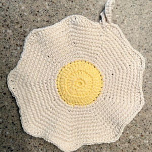 Fried Egg Hand-Crochet Trivet | Pot Holder | 100% Cotton | All-Natural