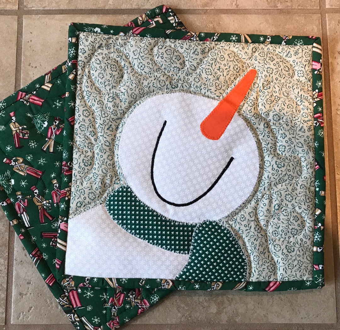 Jumbo Happy Snowman Trivets Potholders Hot Pads Etsy