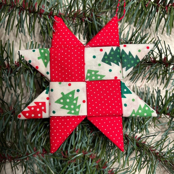 Christmas Ornament | Folded Star | Handmade | Assorted Colors | 4" x 4"