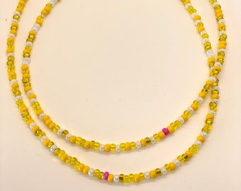 Zuma Beach | Handcrafted Double Strand Necklace - Bright Yellow, A Splash of Summer Color!