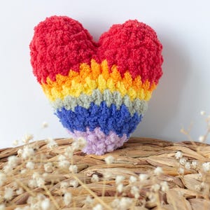 Crochet Pride Rainbow Heart Plushie: LGBTQ+ Handmade Amigurumi