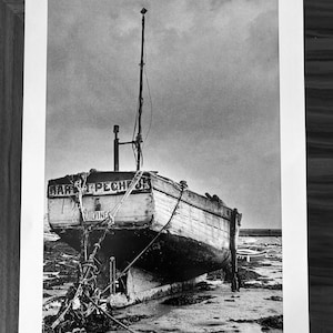 pôster barco Bretanha P&B
