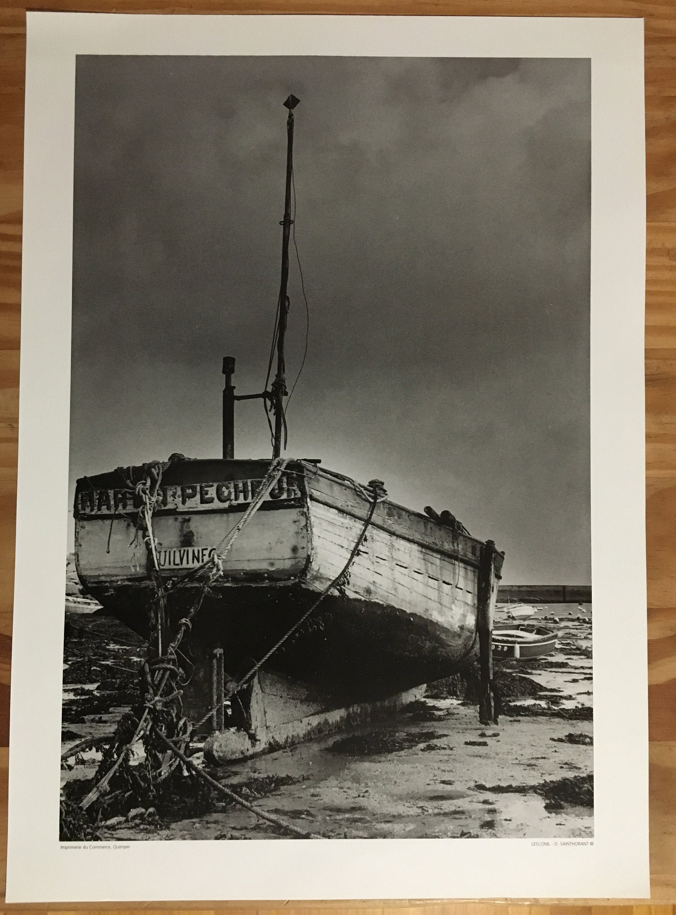 Poster Affiche Bateau Bretagne N&b