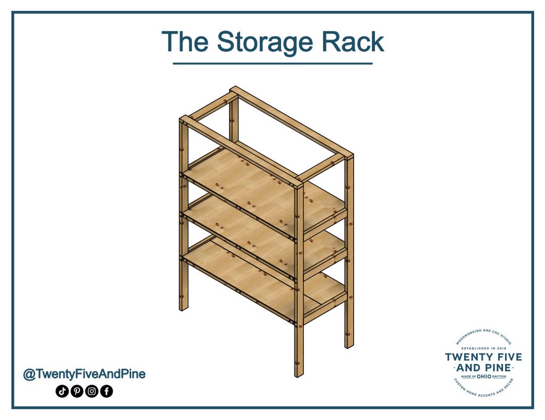 Storage Rack Plans DIY Instructions Woodworking Plans Step Etsy