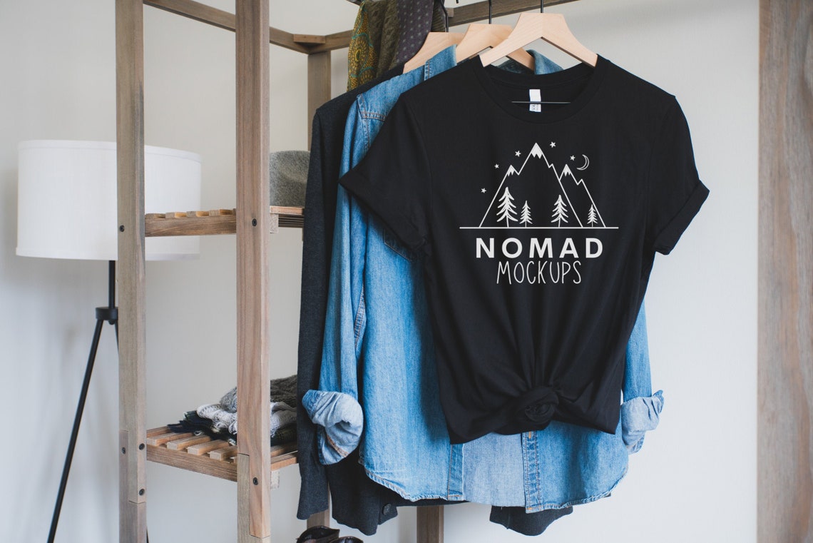 Download Bella Canvas Black Mockup Black T-Shirt Mockup Hanging | Etsy