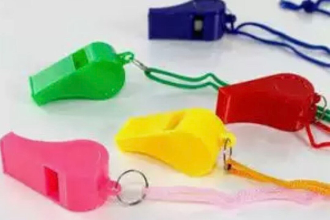 Multi Coloured Whistles Party Whistles Whistle With String Etsy