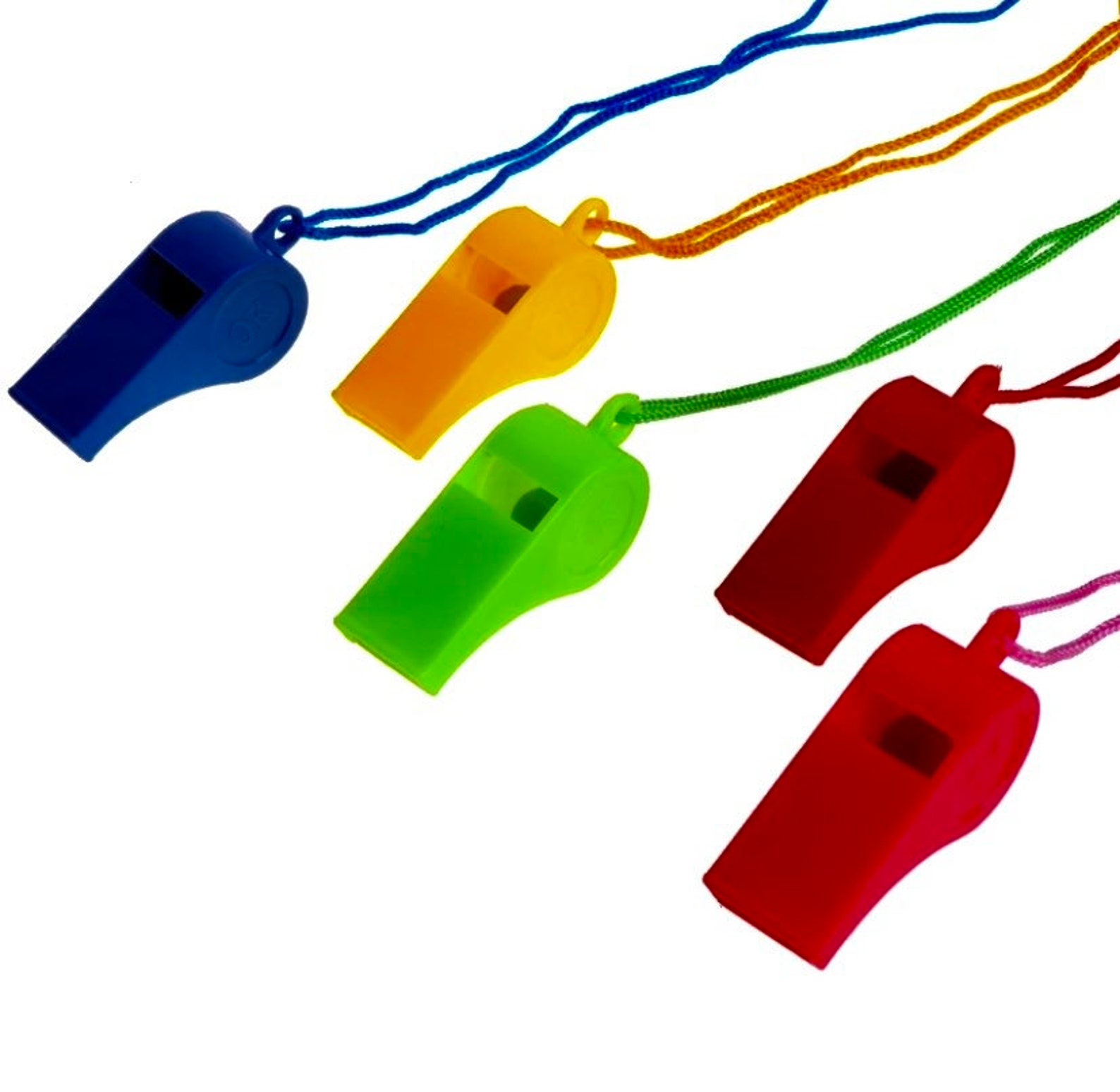 Multi Coloured Whistles Party Whistles Whistle With String Etsy