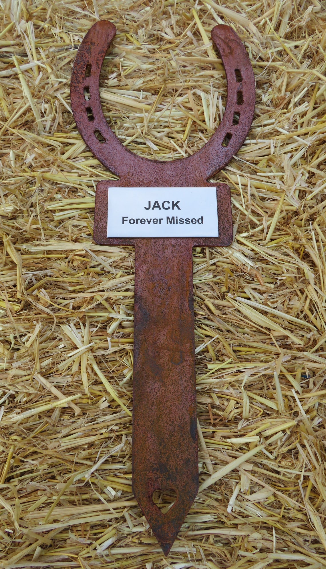 Personalised Rusty Horseshoe Memorial Marker Horse Grave Etsy.de