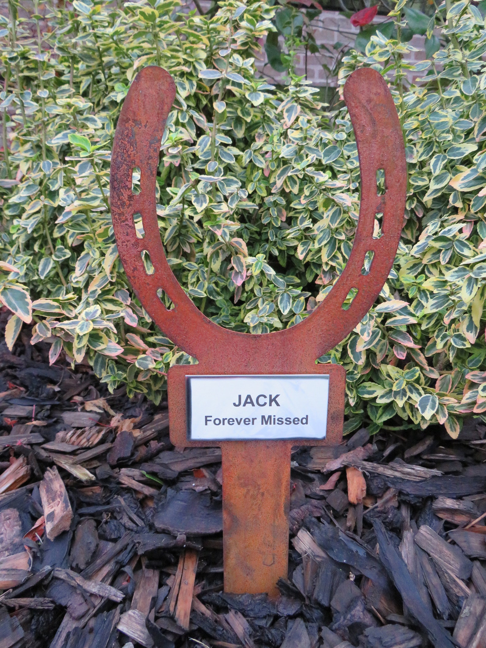 Personalised Rusty Horseshoe Memorial Marker Horse Grave Etsy.de
