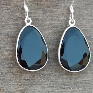 Natural Black Onyx Gemstone Earrings/925 Sterling Silver Earrings/Handmade Silver Earrings/Onyx Silver Earrings/Anniversary Gift For Her