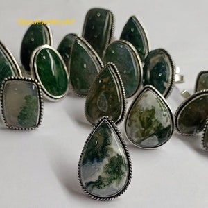 Natural Tree Agate Gemstone Ring,925 Silver Plated(German silver) Ring ,Handmade Ring ,Gift for Her, Tree Agate Wholesale Ring Lot