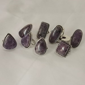Lepidolite Gemstone Rings / Wholesale Rings / Bulk Rings / Wholesale Jewelry / Jewelry For Gift / 925 Sterling Silver Plated Jewelry