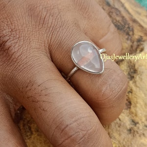 NaturalRose Quartz GemStone Ring, 92.5 Sterling Silver Ring, Casual Ring ,Handmade Ring ,Gift for all, Statement Ring, Silver Jewelry
