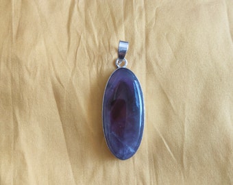 Natural Amethyst Gemstone Pendant/Big Oval Amethyst Pendant/925 Sterling Silver Pendant/Amethyst Silver Pendant/Purple Amethyst Pendant
