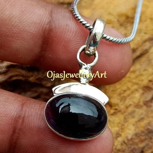 Natural Black Onyx Gemstone Pendant/925 Sterling Silver Pendant/Onyx Silver Pendant Necklaces/Latest Designer Pendant/Christmas Gift ForHer