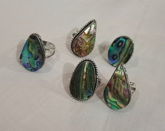 Abalone [Mother of pearl] Gemstone Ring, German Silver Ring ,Handmade Ring , Large Size Ring ,Casual Ring ,Gift for all , (one of kind)