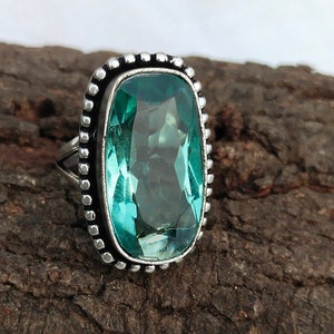 Natural Green Amethyst  Gemstone Ring, 925 Sterling Silver Ring, Green Amethyst Silver Ring, handmade Silver Ring Jewellery, Gift For Her