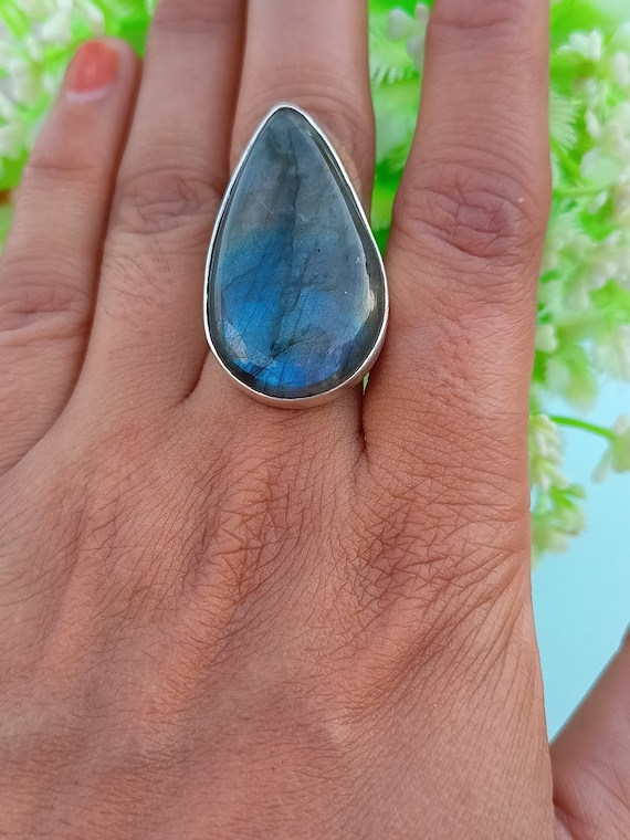 Labradorite Gemstone Ring, Blue Flash Labradorite Ring AR-1198 – Its Ambra